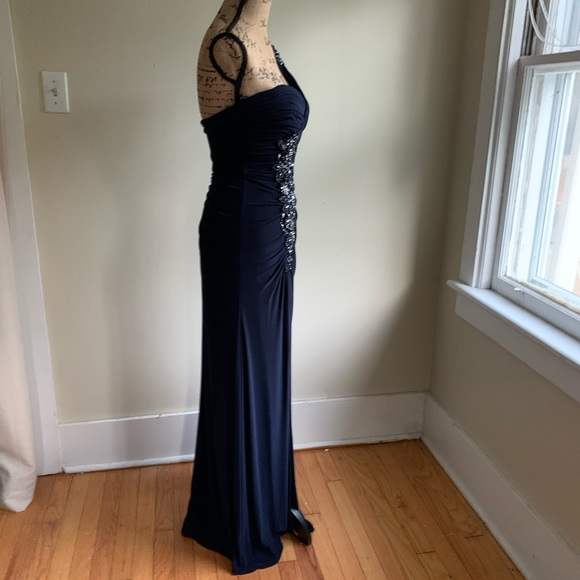 Xscape blue one shoulder dress size 4 - Picture 2 of 16